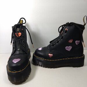 Dr. Martens Women's Sinclair Leather Heart Platform Ankle Boots Black Size 5